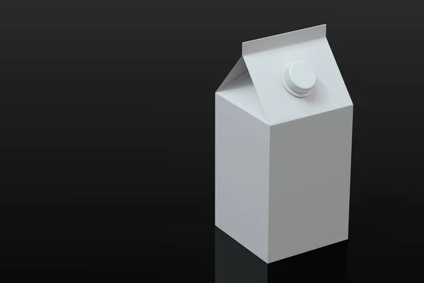 Κενό Κουτί Γάλακτος Μαύρο Φόντο Απόδοση Ψηφιακό Σχέδιο Υπολογιστή — Φωτογραφία Αρχείου