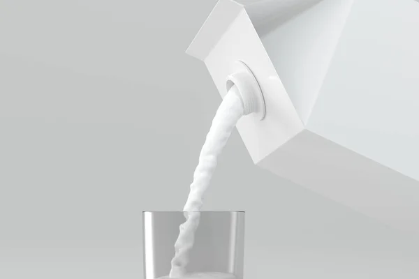 Milk Pouring Paper Box Rendering Computer Digital Drawing — Stock Photo, Image