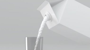 Kağıt kutudan süt dökülüyor, 3D görüntüleme.