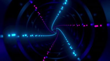 Neon ışıklı yuvarlak tünel, 3 boyutlu görüntüleme..