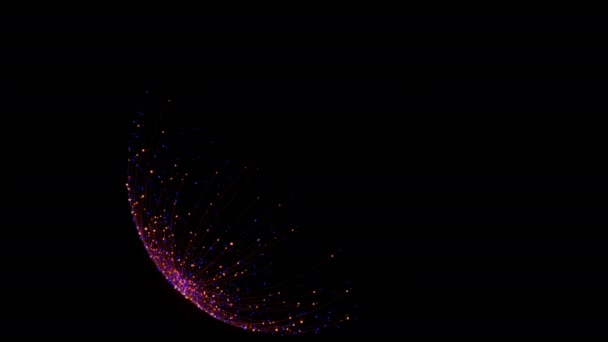 Particules violettes incandescentes avec traînées, rendu 3D. — Video