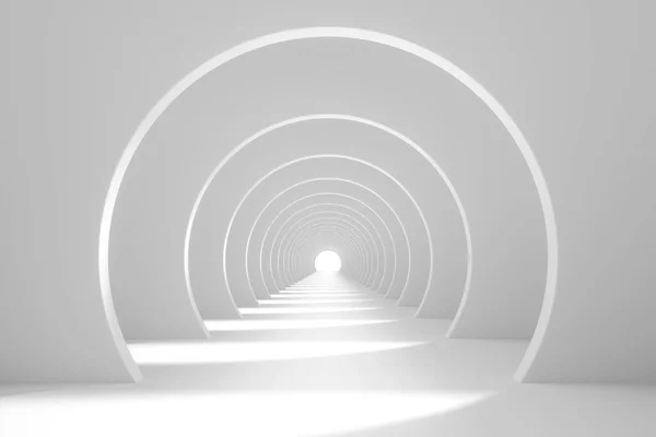 Luminoso Sfondo Del Tunnel Bianco Rendering Disegno Digitale Del Computer — Foto Stock