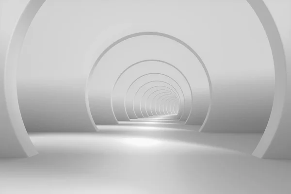 Fond Tunnel Blanc Brillant Rendu Dessin Numérique Informatique — Photo