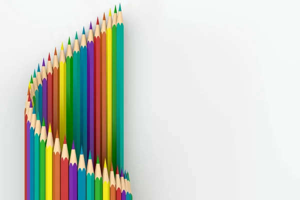 Цветные Карандаши Ряд Белым Фоном Рендеринг Цифровой Рисунок — стоковое фото
