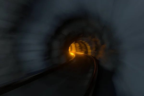 Der Eisenbahntunnel Mit Licht Ende Rendering Digitale Computerzeichnung — Stockfoto