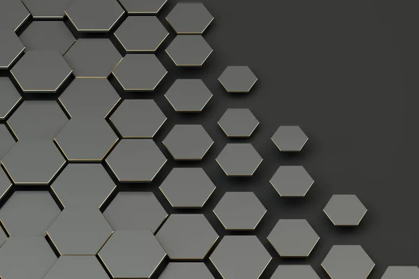 Mörk Hexagon Mönster Bakgrund Rendering Digitalritning — Stockfoto