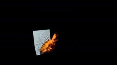 Koyu arkaplan ve 3D görüntüleme ile yanan kağıt.