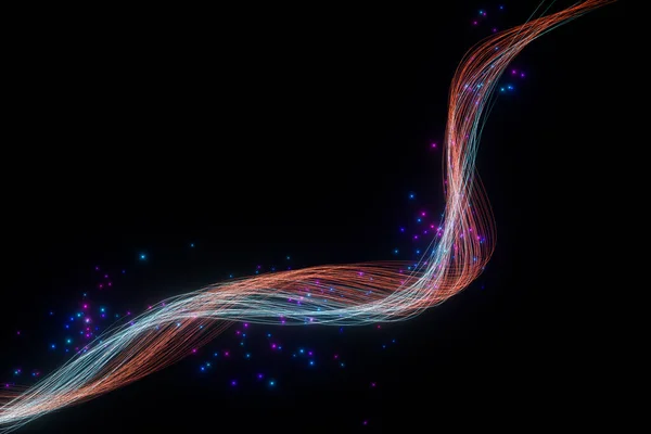 Siyah Arkaplanlı Parıldayan Neon Çizgiler Görüntüleme Bilgisayar Dijital Çizimi — Stok fotoğraf