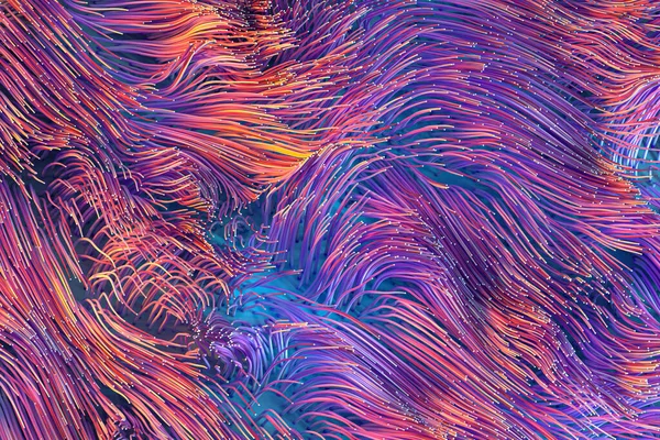 Groeiende Golvende Deeltjes Abstracte Kleur Achtergrond Rendering Digitale Computertekening — Stockfoto