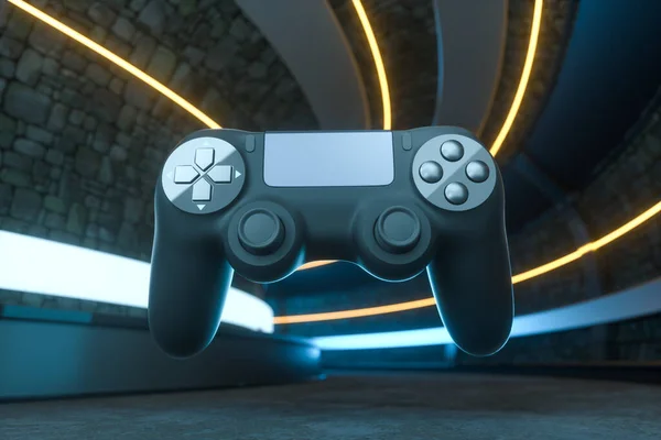 Klassieke Game Pad Met Donkere Achtergrond Rendering Digitale Computertekening — Stockfoto