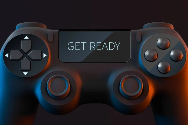 Game Pad Con Get Ready Sullo Schermo Rendering Disegno Digitale — Foto Stock