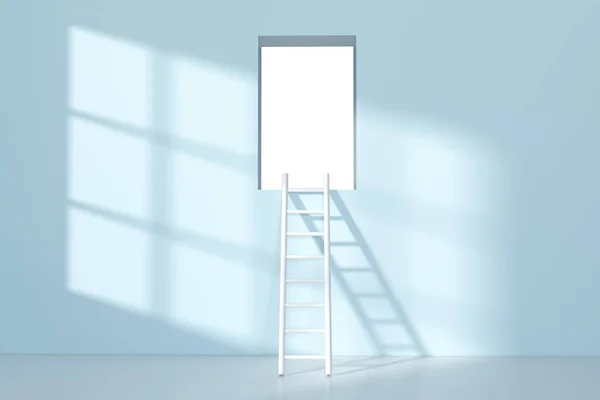 Quarto Conceitual Com Uma Escada Chumbo Para Fora Renderização Desenho — Fotografia de Stock
