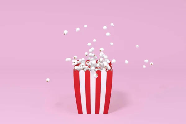 散乱ポップコーン 甘い食べ物 3Dレンダリング コンピュータ デジタル ドローイング — ストック写真