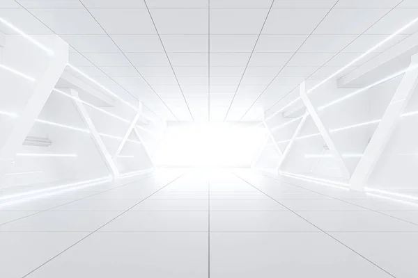 Túnel Branco Com Luz Extremidade Renderização Desenho Digital Computador — Fotografia de Stock