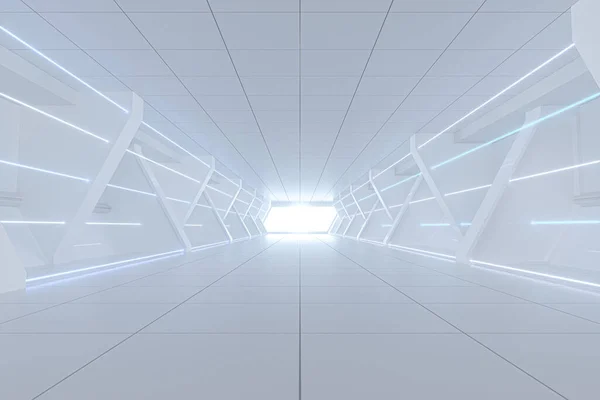 Túnel Branco Com Luz Extremidade Renderização Desenho Digital Computador — Fotografia de Stock