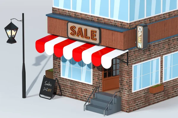 Cartoon Store Modern Shop Building Rendering Computer Digital Drawing — Stock Photo, Image