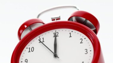 Saat 12 yönünde klasik alarmlı saat, 3 boyutlu görüntüleme.