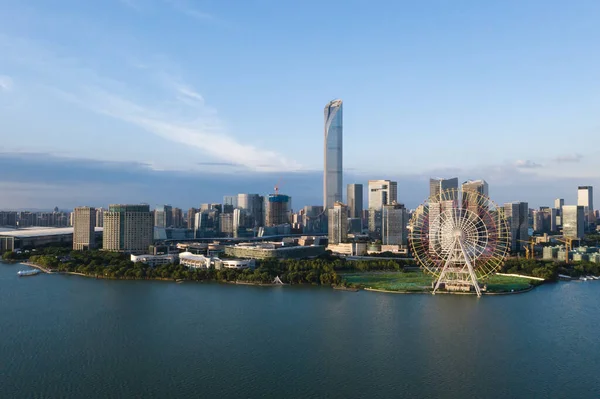 Stadsbyggnader Vid Jinjisjön Suzhou Kina Foto Industriparken Suzhou Kina — Stockfoto