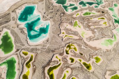 Aerial of salt lakes, natural landscape. Photo in Qinghai, China. clipart