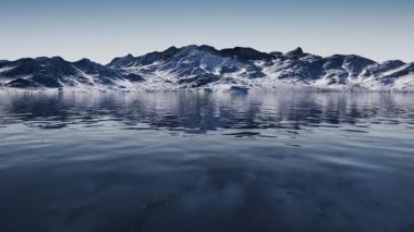 Göl ve kar dağları, 3D görüntüleme.