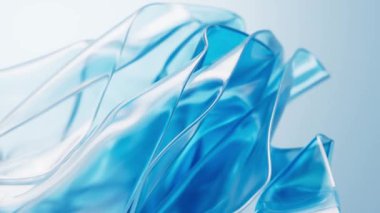 Şeffaf mavi çok katmanlı kumaş arkaplan, 3d görüntüleme.