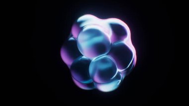 Şeffaf neon baloncuklar arka plan, 3d oluşturma.