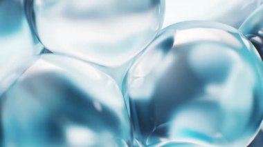 Şeffaf mavi kabarcıklar arkaplan, 3d oluşturma.