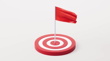 Hedef merkez, bir bayrak, 3D görüntüleme.