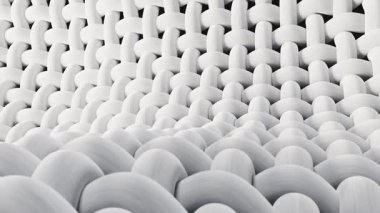 Mikroskobik detaylara sahip beyaz dalga bezi, 3 boyutlu görüntüleme.