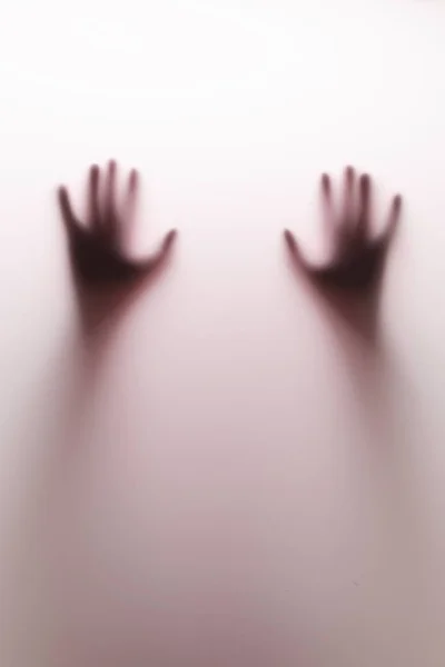 Shadow Hands Man Glass Blurry Hand Abstraction Halloween Background — Stock Photo, Image