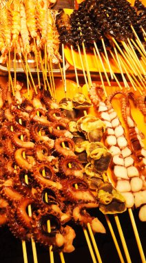 Haşlanmış deniz ürünleri. Harika bir arka plan. Gıda.