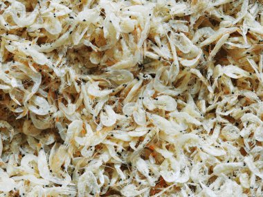  Kurutulmuş karides. Güzel bir arka plan. Doku.      