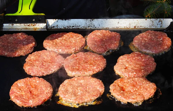 Food Hamburger Patties Outdoor Cafes — Stock Photo, Image