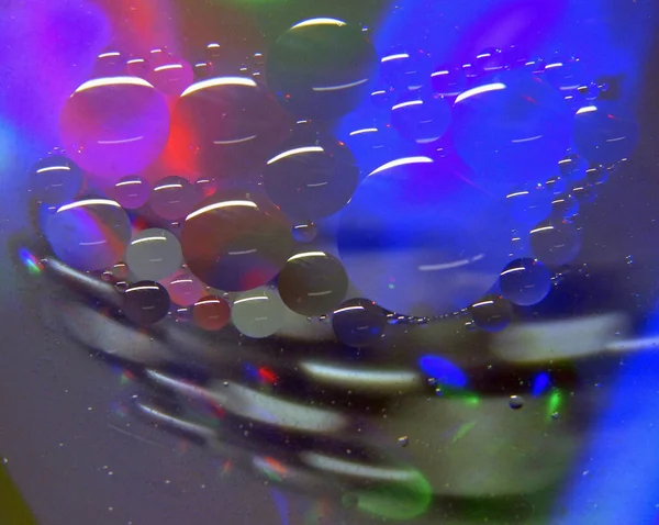 Huile Tombe Dans Eau Abstraction Contexte Macro Shot — Photo