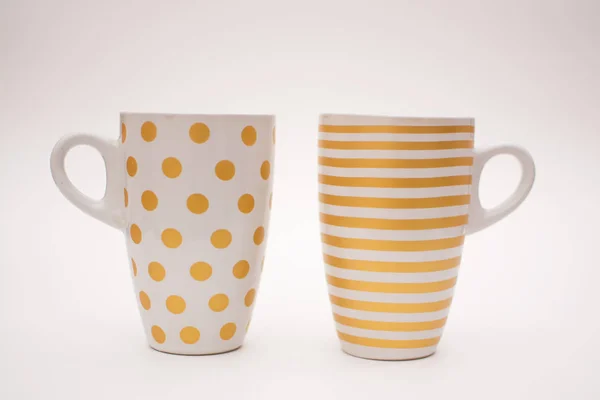 Two Cups Coffee Stand Together Cups Coffee Pattern Form Circles — Stock Photo, Image