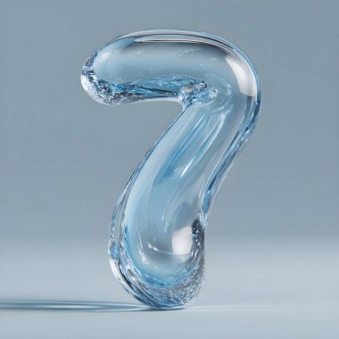 Şeffaf cam benzeri yedi numaralı akıcı su dokusu dijital grafik tasarımı yeniliğini temsil ediyor.