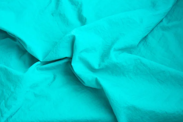 Fond Texture Soie Turquoise Fond Satiné Bleu Près Concentration Sélective — Photo