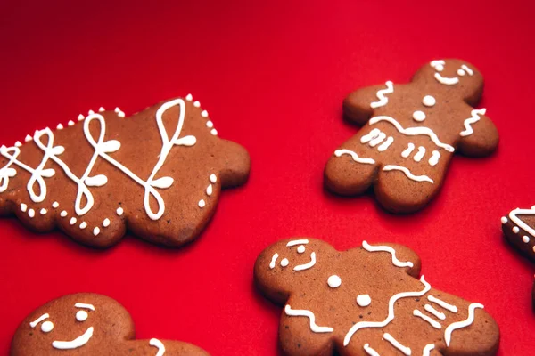 Lekkere Zelfgemaakte Kerst Peperkoek Koekjes Van Verschillende Vormen Met Suiker — Stockfoto