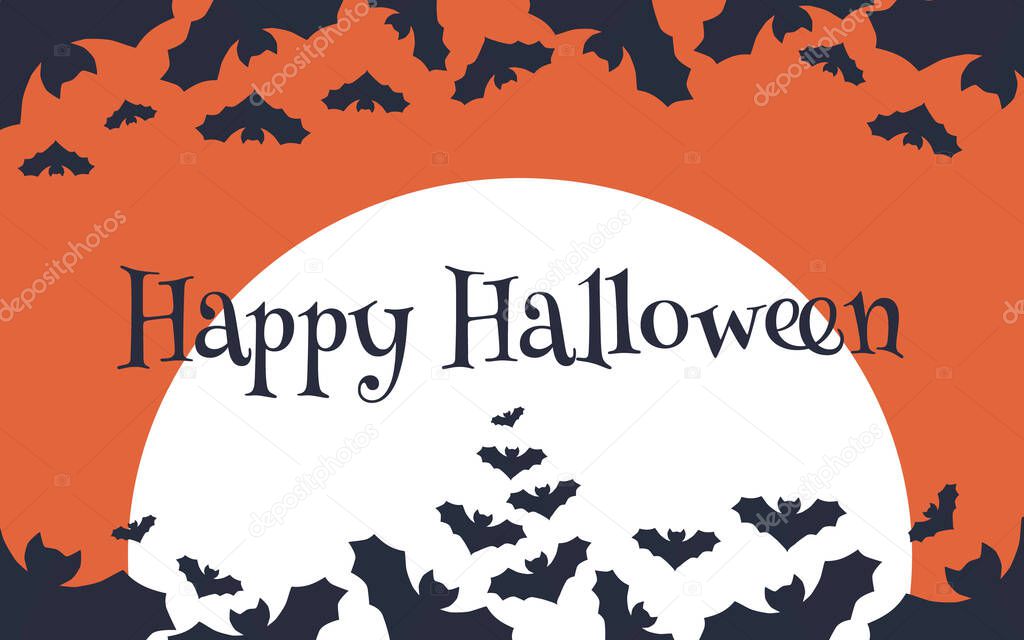 Happy Halloween background with bat and moon