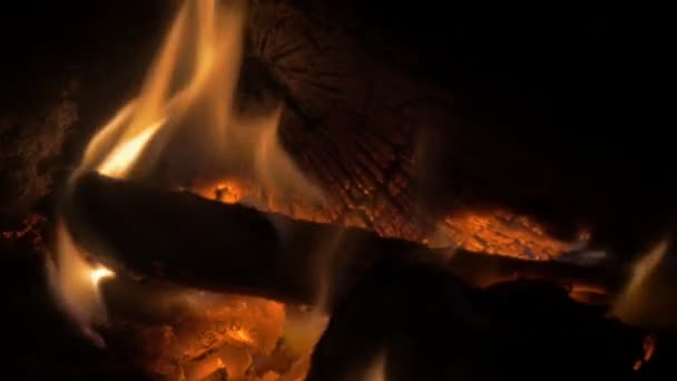 Fire Sparkles Flying Away Burning Wooden Logs Fireplace Close