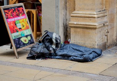 Cambridge, Uk - 9 Ekim 2019: Sokaklarda evsiz