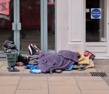 Cambridge, Uk - 9 Ekim 2019: Sokaklarda evsiz