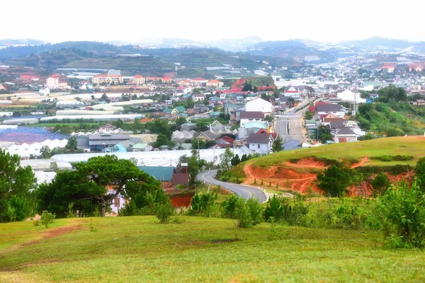 Kilátás Lang Biang Hegységre Vagy Tetőn Dalat Dalat Város — Stock Fotó