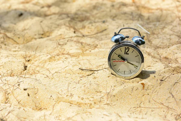 Ρολόι Τροπική Παραλία Έργο Ζωής Ισορροπία Έννοια Και Χρόνος Διαχείρισης — Φωτογραφία Αρχείου