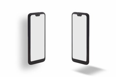 Beyaz arkaplanda gölgesi olan boş akıllı telefon ekranı, girdi metin fikri