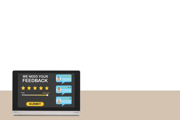 Rating Application Review Comment Computer Tablet Screen Five Stars Feedback — Stock Photo, Image