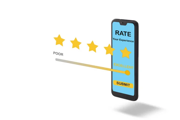 Rating Application Review Smartphone Screen Five Stars Feedback Concept Business — Stock Photo, Image