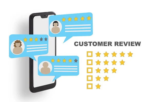 Rating Application Review Smartphone Screen Five Stars Feedback Concept Business — Stock Photo, Image