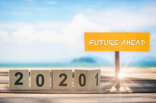Νέο Έτος 2020 Έως 2021 Μελλοντική Λέξη Για Την Ξύλινη — Φωτογραφία Αρχείου