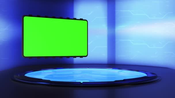 Piattaforma Notizie Studio Green Screen — Video Stock